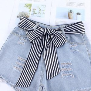 Ceinture Foulard Rayures Noires